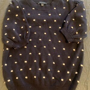 Ann Taylor Dark Blue Sweater with White Dots